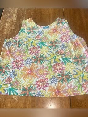Fresh Produce Womens Tank Coastal Beach Summer Cruise  Floral Boho Plus Size 3X
